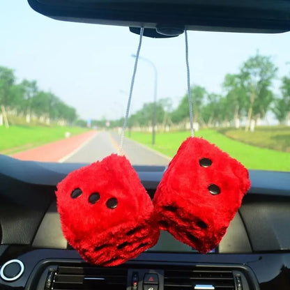 Fuzzy for Car Mirror Hanging Mirror Plush Pair Car Interior Decoration