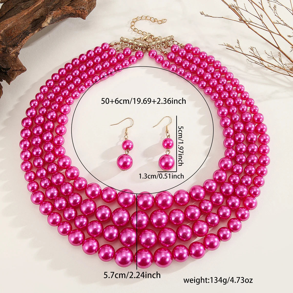 Wedding Jewelry Set Fashion Elegant Multi-layer Handmade Imitation Pearl Beaded Necklace And Earrings Women's Party Accessories