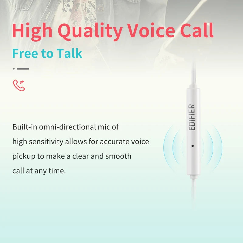Edifier P180 Plus Wired Earphones 3.5mm Earphones AUX Line-In Control Clear Phone Call with Microphone