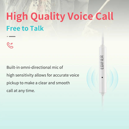 Edifier P180 Plus Wired Earphones 3.5mm Earphones AUX Line-In Control Clear Phone Call with Microphone