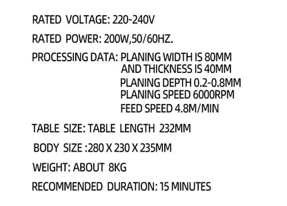 220v 200w Multifunction Power Tools for Carpentry Electric Planer Desktop Woodworking Planer 2025 NEW