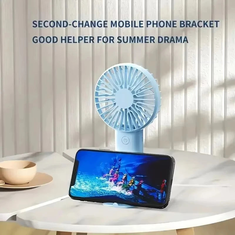 Portable Electric Handheld Small Fan Outdoor Powerful Silent Strong Wind Force Rechargeable Office Desk Dormitory Desktop Fan