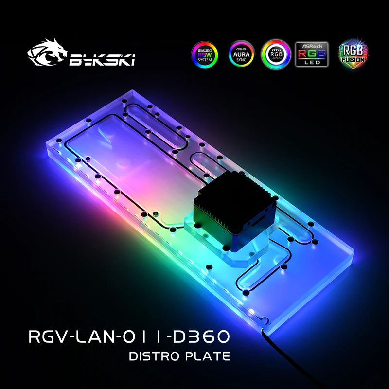 Bykski Acrylic Distro Plate / Board for LIAN LI O11 Dynamic Case / Fit Dual 360MM Radiator / Combo DDC Pump / RGV-LAN-O11-D360