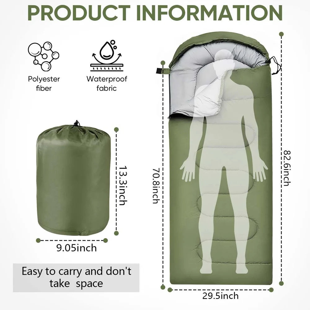 Camping Sleeping Bag Ultralight Waterproof 4 Season Warm Envelope Backpacking Sleeping Bags for Outdoor Traveling Hiking