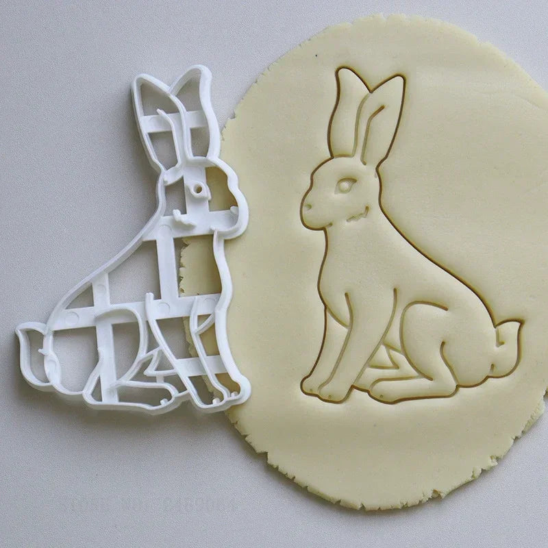 Easter Cookie Cutters Cute Yoga Rabbit Egg Plastic Cookie Embossed Molds DIY Baking Cakes Decorations Tools Kitchen Accessories