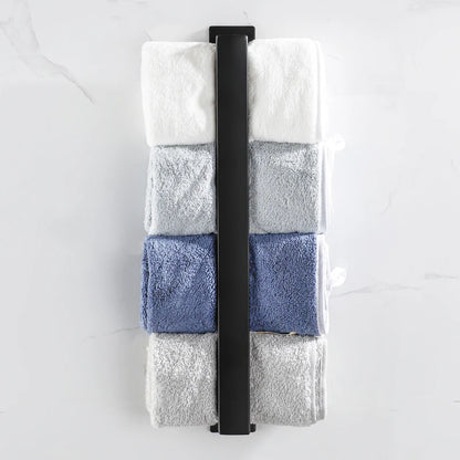 Black Stainless Steel Towel Holder No Drill Wall Shower Towel Shelf Kitchen Towel Hanger Rail Bathroom Towel Rack Self Adhesive