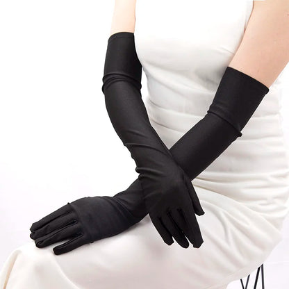 1 Pair Sexy Gloves Classic Women Black Evening Party Prom Gloves Opera Stretch Satin Long Mittens Driving Sun Protection Sleeves