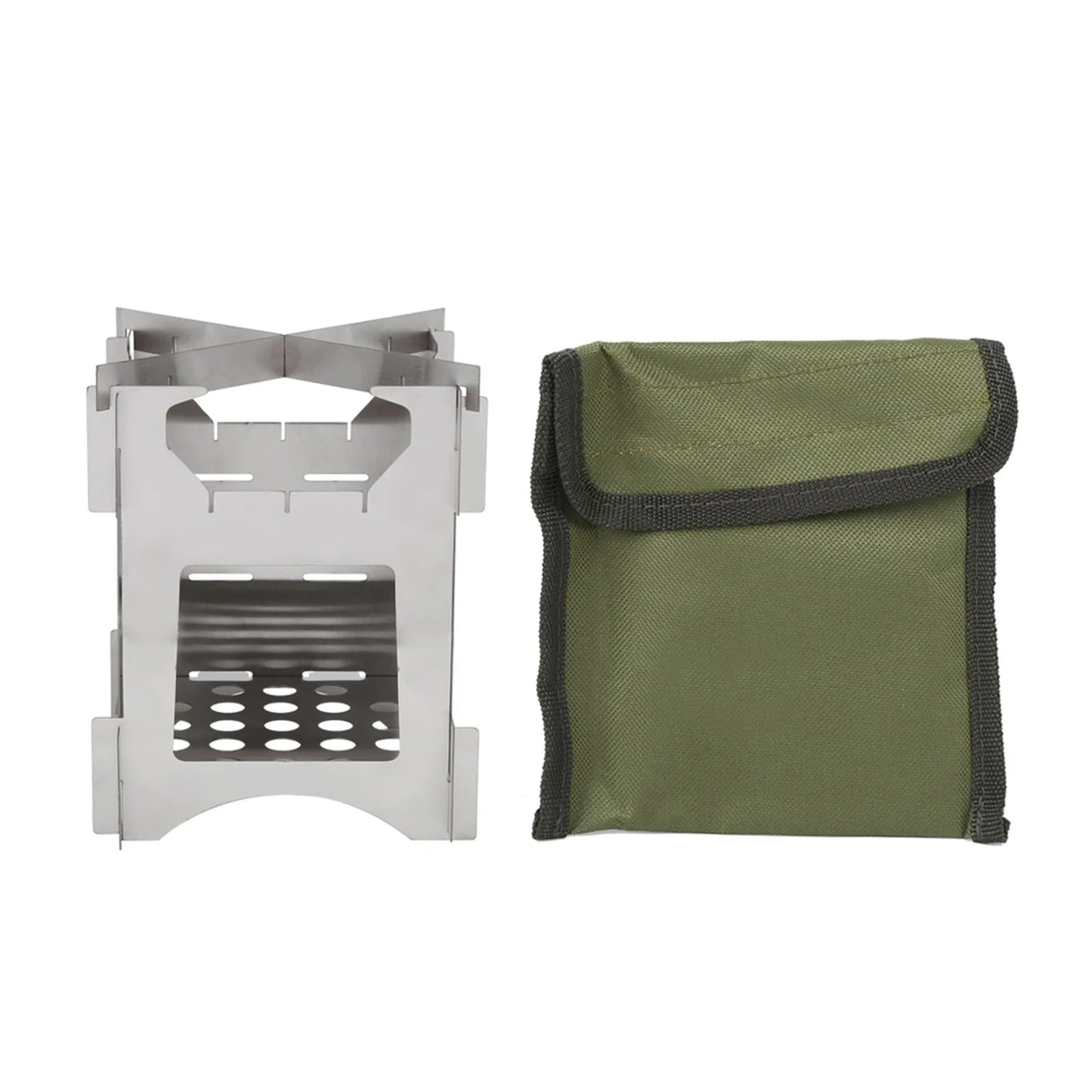 Outdoor Wood Burning Stove Stainless Steel Folding Mini Portable Cooker for Outdoor Camping Travel Hiking Picnic