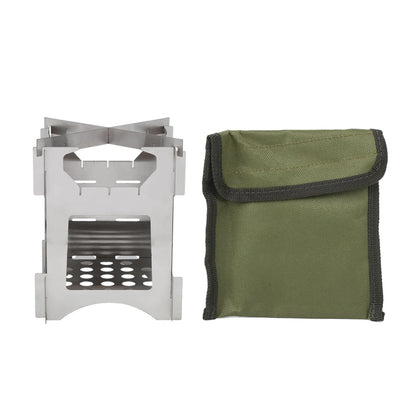 Outdoor Wood Burning Stove Stainless Steel Folding Mini Portable Cooker for Outdoor Camping Travel Hiking Picnic