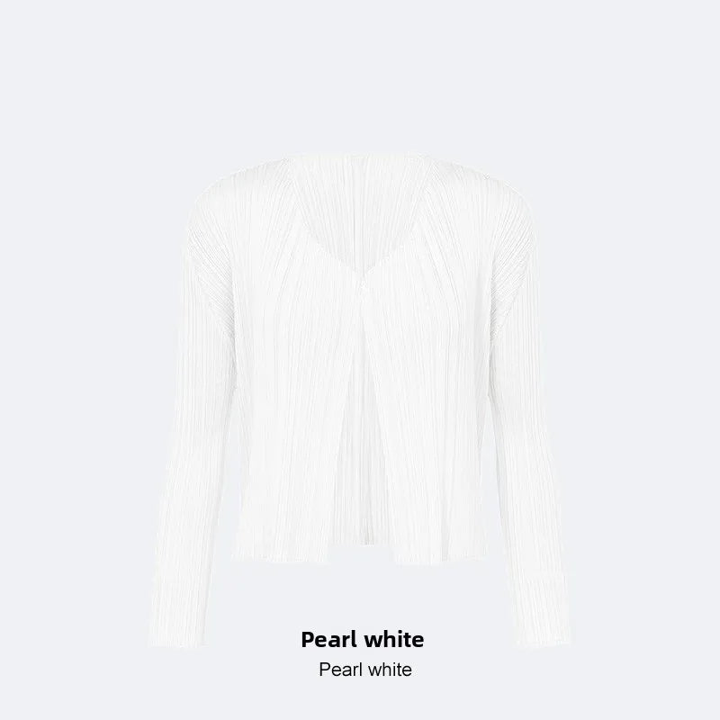 Slimming Woven ort Coat Jaet Women's Faion Spring Autumn Thin Design Sense Folded Cardigan Outerwear Sli Outer Layer