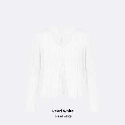 Slimming Woven ort Coat Jaet Women's Faion Spring Autumn Thin Design Sense Folded Cardigan Outerwear Sli Outer Layer