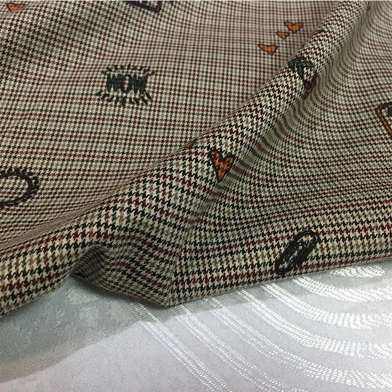 French Made Polyester Cotton Elastic Small Plaid Fabric Color Woven Fine Spun Clothing Material Printing Color Suiting Fabric