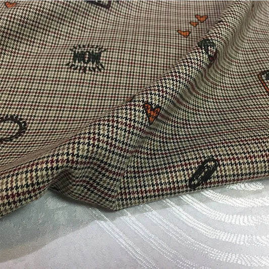 French Made Polyester Cotton Elastic Small Plaid Fabric Color Woven Fine Spun Clothing Material Printing Color Suiting Fabric