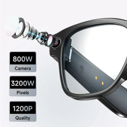 Lenovo 100MP Camera 8K HD Smart Glasses Chat GPT 260mAh Battery Bluetooth Call Voice Assistant Control Smart Glasses for Men