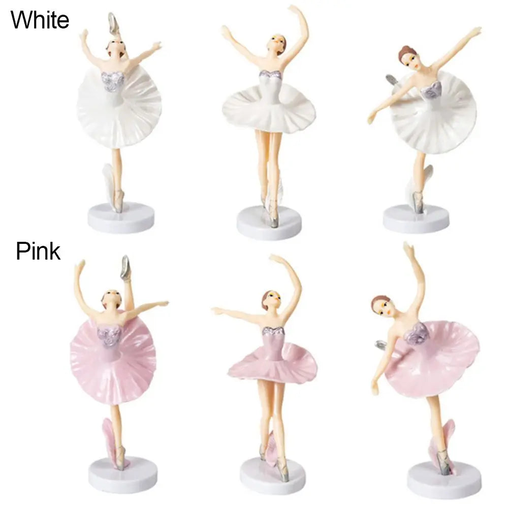 3Pcs Baby Shower Birthday Supplies Cake Decor Party Baking Girl Doll Cake Topper Cupcake Topper Ballet Girls