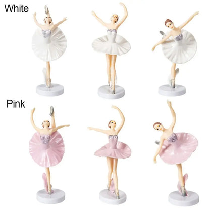 3Pcs Baby Shower Birthday Supplies Cake Decor Party Baking Girl Doll Cake Topper Cupcake Topper Ballet Girls