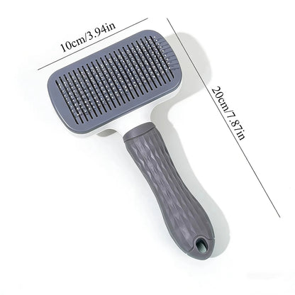 Pet Grooming Brush with One-Click Hair Removal, Bent Needle Massaging Comb for Dogs & Cats