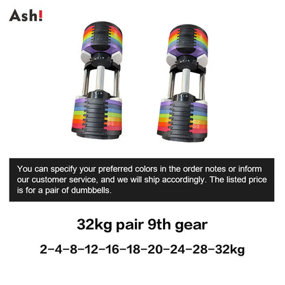 Multi-Color Adjustable Dumbbell Set, 2KG(5LB) or 4KG(9LB) Increment, Up to 50KG(110LB), Fast Adjustable Dumbbells for Home Gym