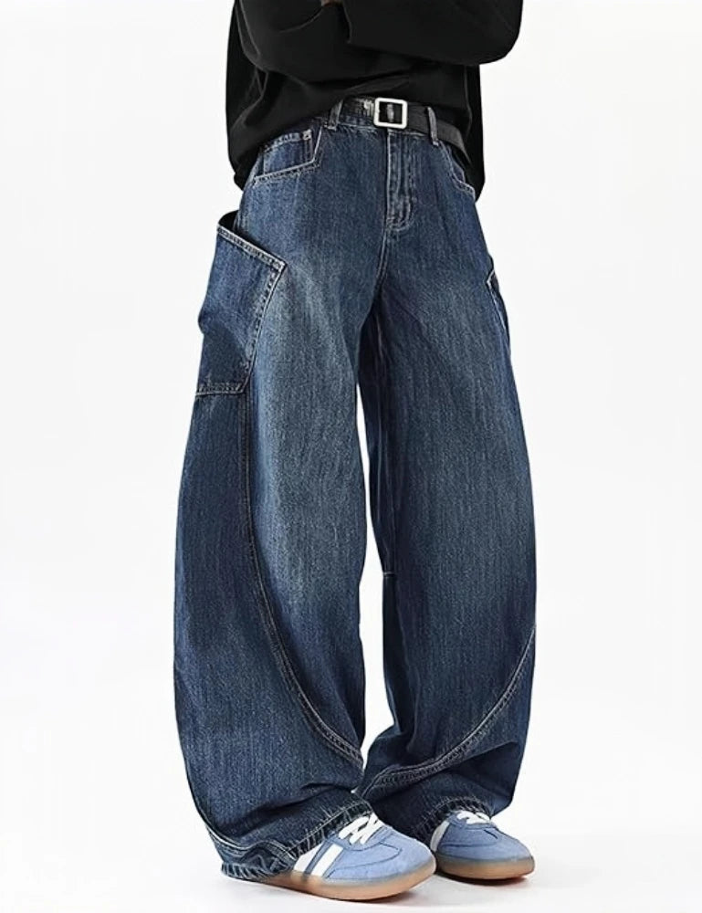 Men's Baggy Barrel Wide Leg Jeans for Men Women Loose Fit Streetwear Y2k Hip Hop Denim Pants