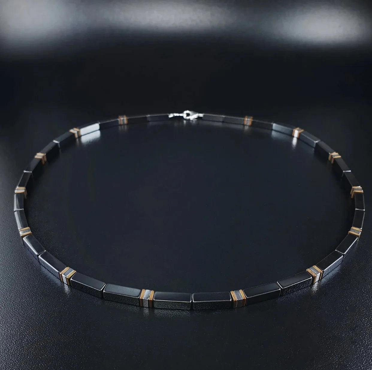 Heishi Turquoise Men Necklace with Hematite  Men Gemstones Necklace  Stone Necklace Onyx Mens Necklace