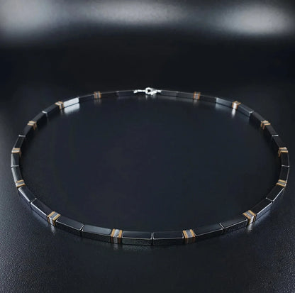 Heishi Turquoise Men Necklace with Hematite  Men Gemstones Necklace  Stone Necklace Onyx Mens Necklace
