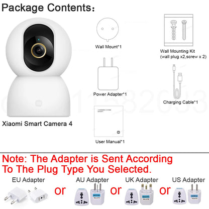 XIAOMI Smart Camera 4,Dual-band Wi-Fi 6,8MP 4K HDR AI Tracking,Night Vision,Two-Way Audio,Home Security Baby Monitor,Pet Camera