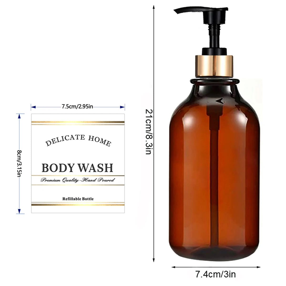 Soap Dispenser with Pump and Labels Dish Soap Dispenser for Kitchen Sink Countertop Decoration Refill Hand Wash Bottle