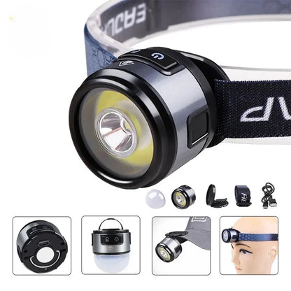 Headlamp Headband Rechargeable Mining Lamp Ultra-Bright Cap Clip Camping Construction Adjustable Strong Light LED