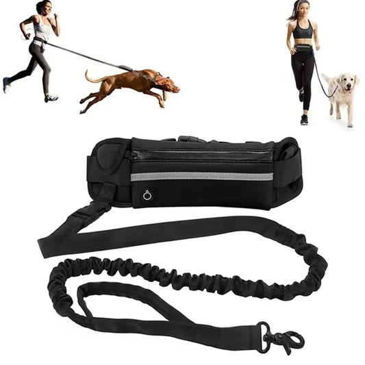 HOMEFISH Hands-Free Dog Leash Pet Leash Reflective with Waist Bag Retractable Elastic for Running&Walking Pet Supplies HD