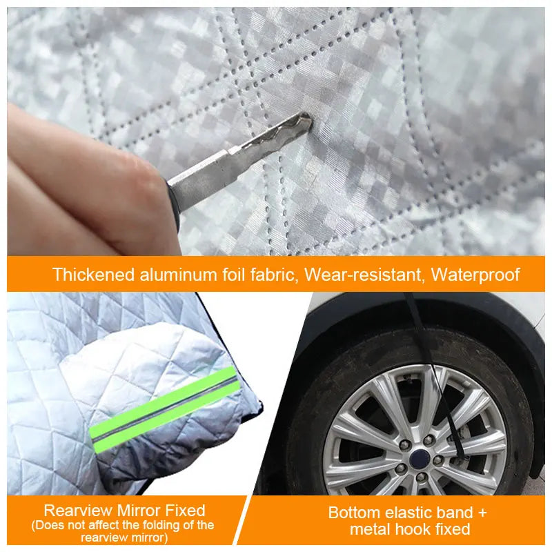 Car Windshield Cover Front Windscreen Sunshade Half Cover Car Exterior Snow Shield Cover Vehicles Protective Shade for Sedan SUV
