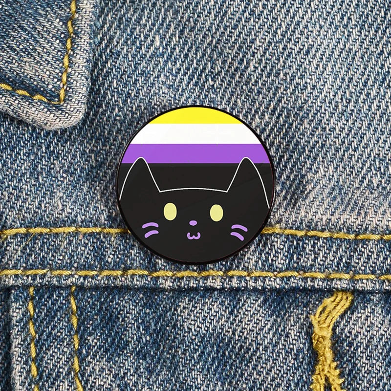 Lapel teacher tote Bag backpacks Badge Cartoon gift Pines Brooch for women Non Binary Pride cat Pins Custom cute Pines Shirt