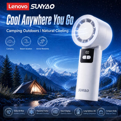 Lenovo FS001 Portable 199-Speed Stepless Adjustable Desktop Fan LED Digital Display 6H Long Battery Life Handheld Fan for Home