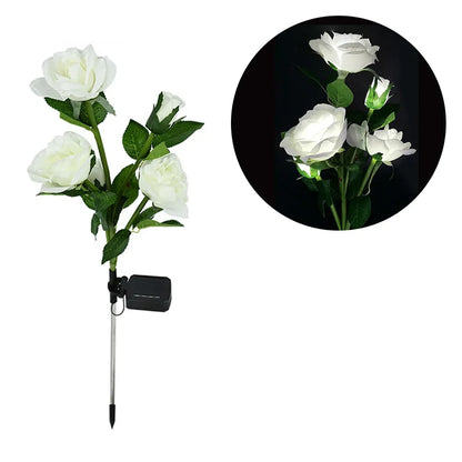 Solar Garden Lights Waterproof LED Outdoor Simulation Rose Flower Solar Light Pathway Lights for Yard Garden Backyard Decor ﻿