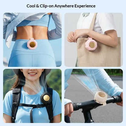 Portable Fan Mini Handheld Rechargeable Bladeless Electric Fan Clip Waist Fan Suitable for Outdoor Ventilation Desktop Small Fan