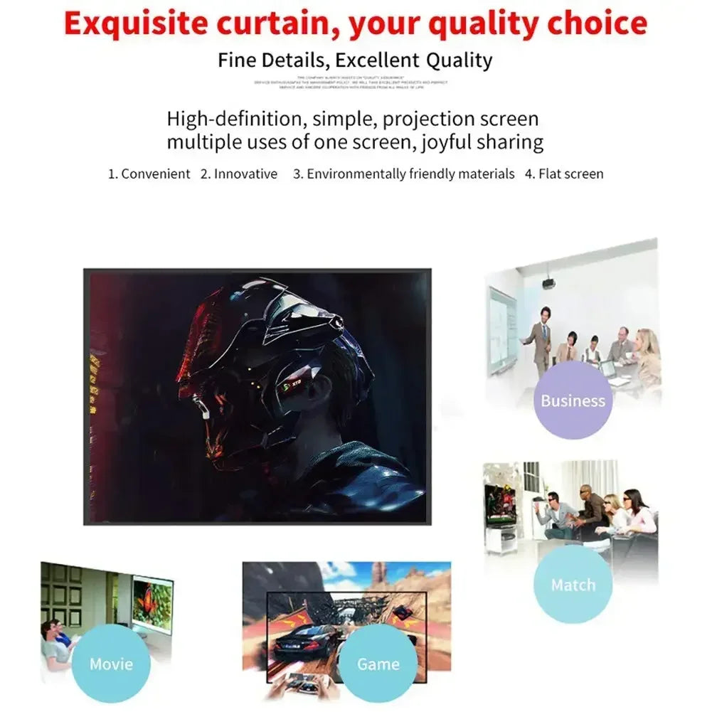 Projectors Screen Fabric Projector Cloth Anti-light 60 72 84 100 120 150inch  Home Outdoor Office Simple Curtain Accessories