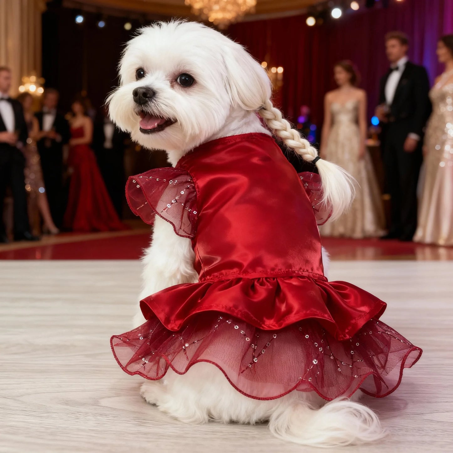 Pet Dog Cat Clothing Flutter Sleeve For Small Dog Teddy Bear Thin Pet Wedding Dress Formal Dress Party Outfit Group Dress Up