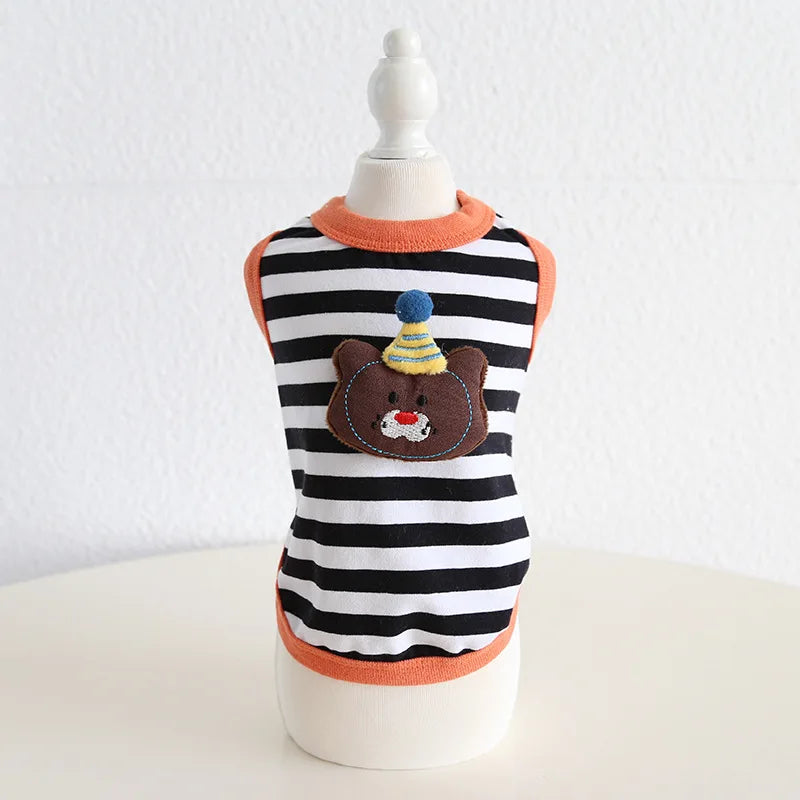 Pet Spring/summer Contrasting Striped Vest Spring/summer Cat Clothing Pet Dress Dog Clothes for Small Dogs Puppy Clothes