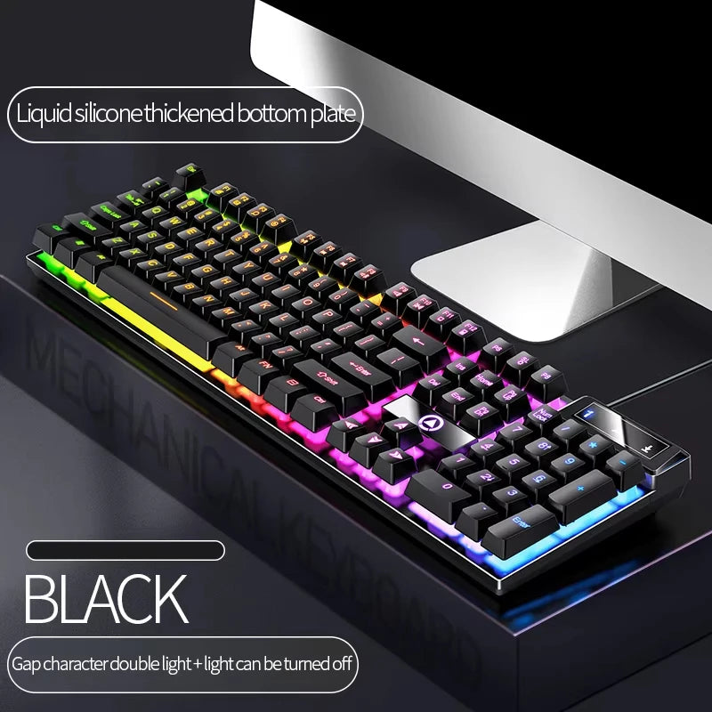 Mechanical Feel Wired Gaming Keyboard Mixed RGB Backlit Keyboard Support Waterproof For Gamer For PC Laptop Desktop E-Sport