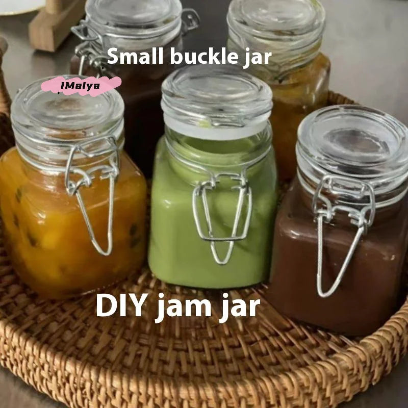 Transparent Glass Jar for Kitchen 50/100ml Sealed Storage Bottle Big Mouth Pickle Fruit Jam Container Household Food Canning