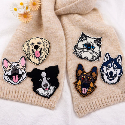 Cute Pet Dogs Patches On Clothes Animals Embroidered Patches Cartoon Cat Badges Iron On Patch DIY Clothing Accessories