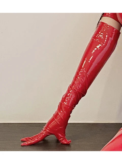 Sexy Women Latex PU Faux Leather Micro Mini Dress Shiny Hollow Out Club Dance Dress Elastic Bodycon Pack Hip Leoatrd Dress