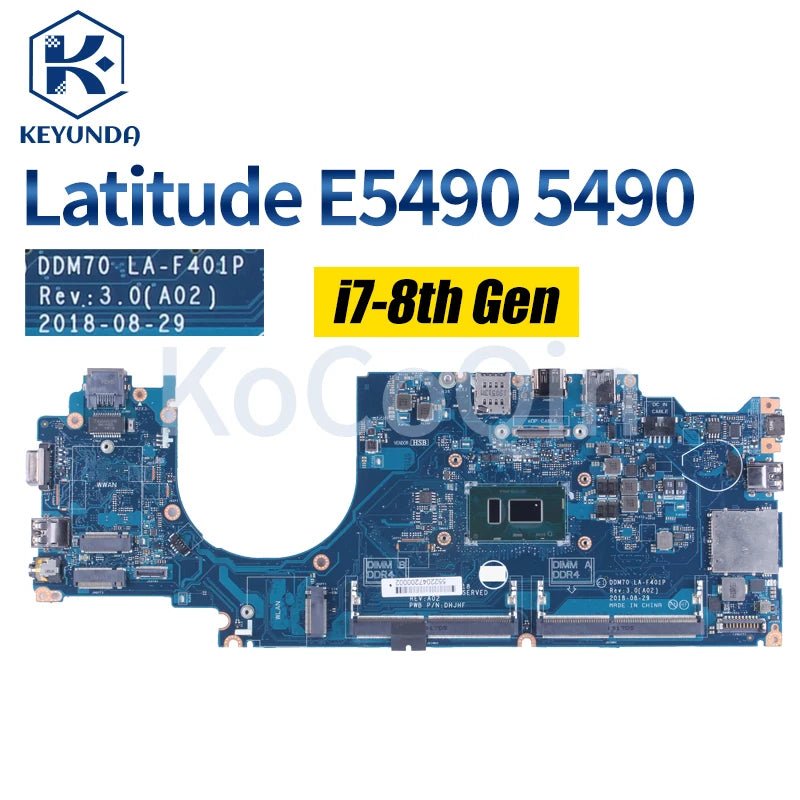 LA-F401P For DELL Latitude E5490 5490 Notebook Mainboard 0C08DH 09X5J9 08KN1W 01TWGW 08DT9H I3 I5 I7 7/8th Laptop Motherboard