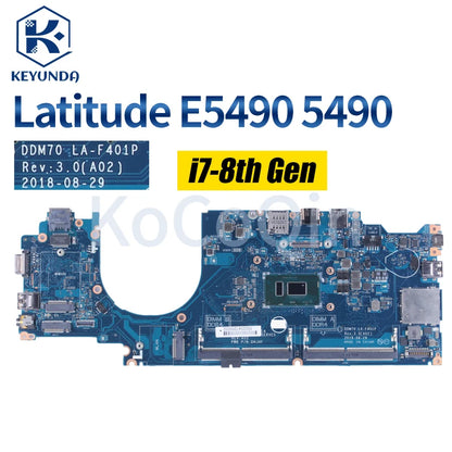 LA-F401P For DELL Latitude E5490 5490 Notebook Mainboard 0C08DH 09X5J9 08KN1W 01TWGW 08DT9H I3 I5 I7 7/8th Laptop Motherboard