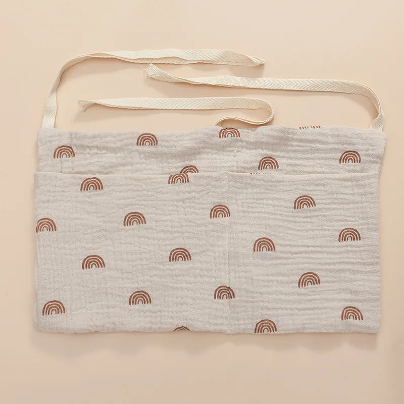Baby Crib Organizer Cot Caddy Bed Storage Bag 2 Pockets Bedside Hanging Diaper Nursery Organizer for Diapers Toys Clothing
