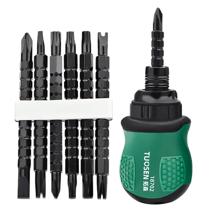 13 in 1 Ratchet Screwdriver Set Short Handle Cross Groove Drill Telescopic Dual Purpose Home Magnetic Repair Tools Kit