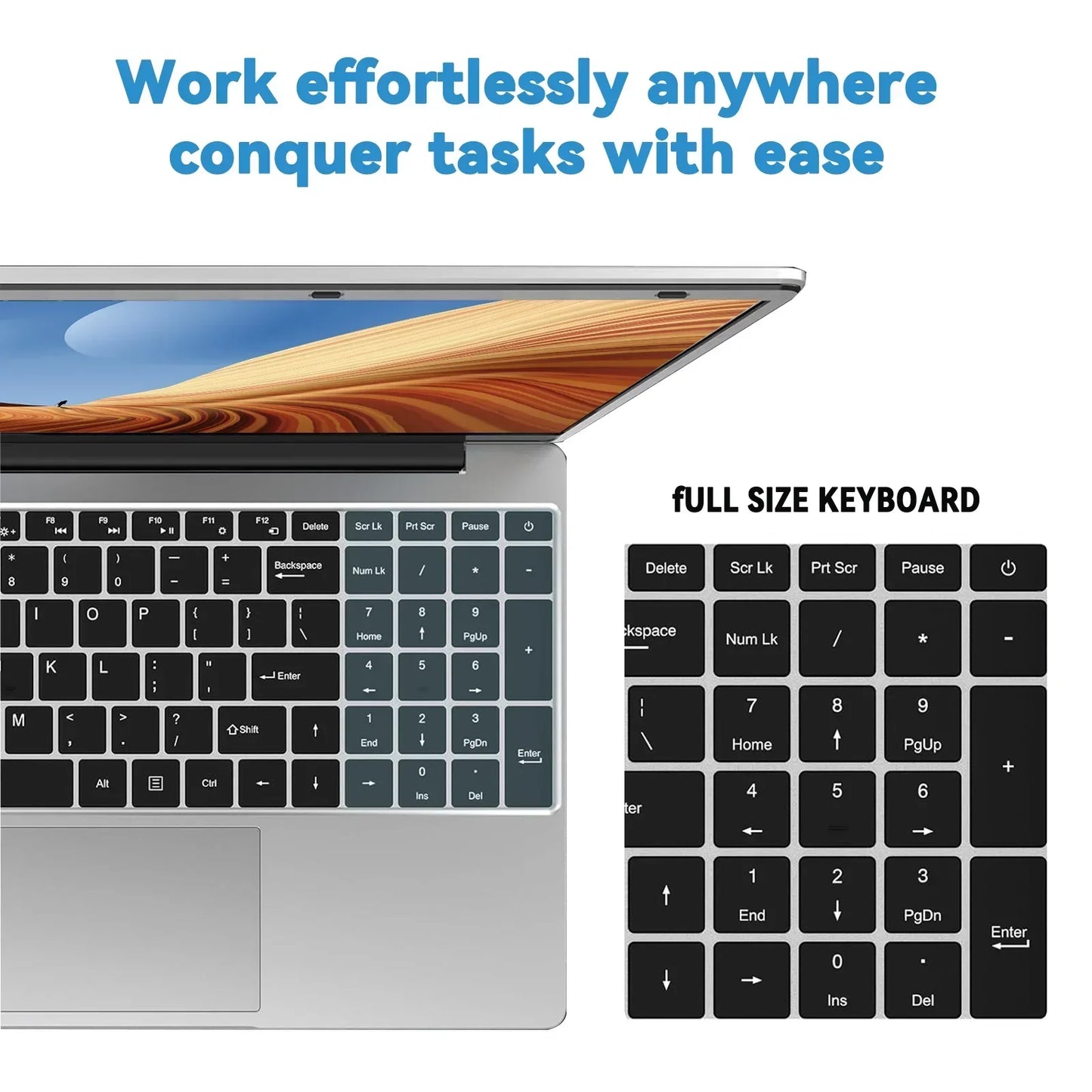 2025 LENO 15.6" Portable Laptop 32GB RAM 2TB SSD Intel 6500Y Office Windows11 Notebook 5000mAh Gamer PC with Backlit Fingerprint
