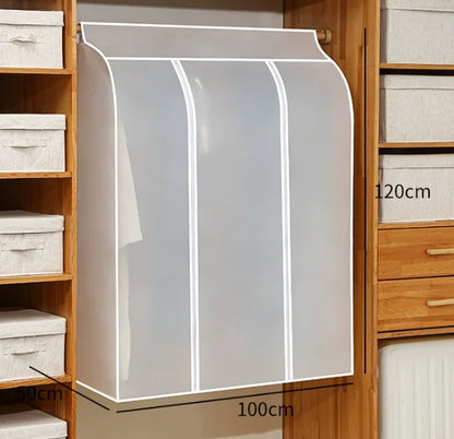 Garment Bags for Hanging Clothes Large Translucent Frosted Garment Rack Cover Bags with Zipper Polyethylene Materia