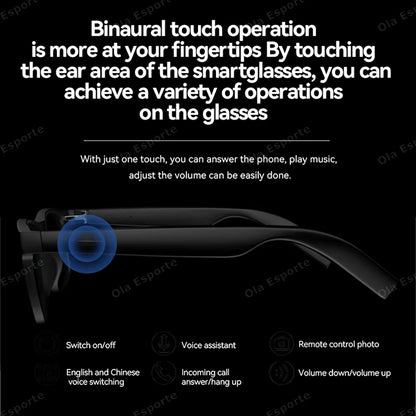 Lenovo AI Smart Wireless Glasses Bluetooth Sunglasses Remote 8K Control Touch Photo Camera Recording Voice Assistant Translator