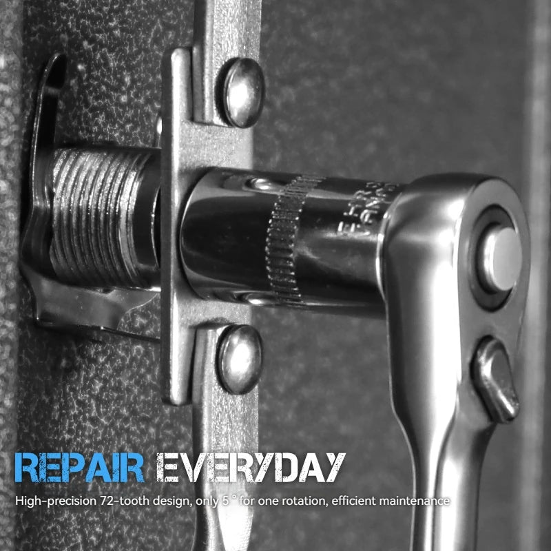 Socket ratchet wrench + screwdriver bit ratchet wrench 2-in-1, small size, suitable for narrow working environment hand tools