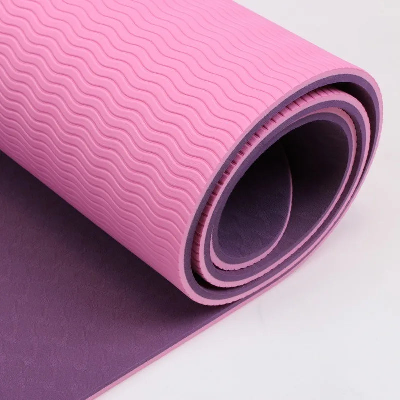 Fitness Yoga Mats Anti-slip Sport 6MM TPE Mat Blanket Exercise Yoga Pilate Gymnastics Mat Equipment Floor Work 6MM Thick TPE